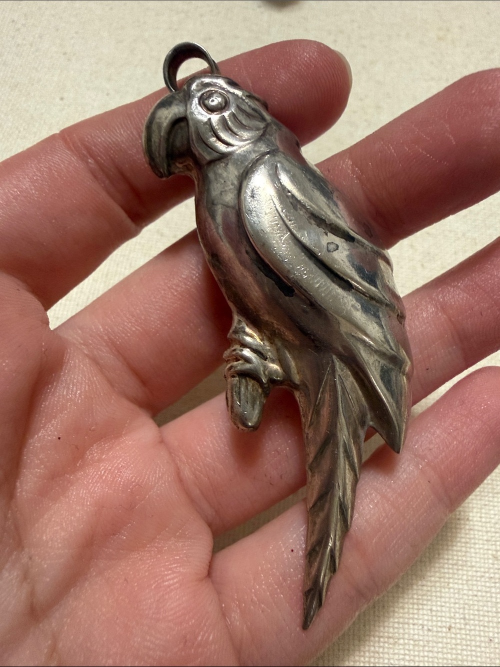 Sterling Silver 925 Parrot Bird Pendant/brooch